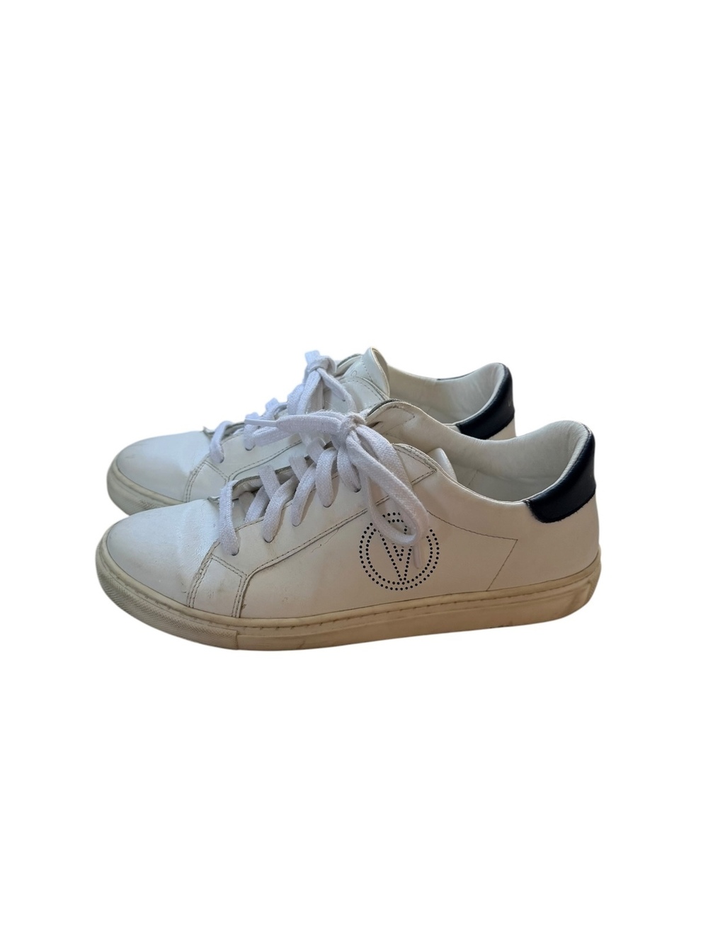 Valentino by Mario Valentino Petra Sneakers Women's 7.5 White Black Logo Leather